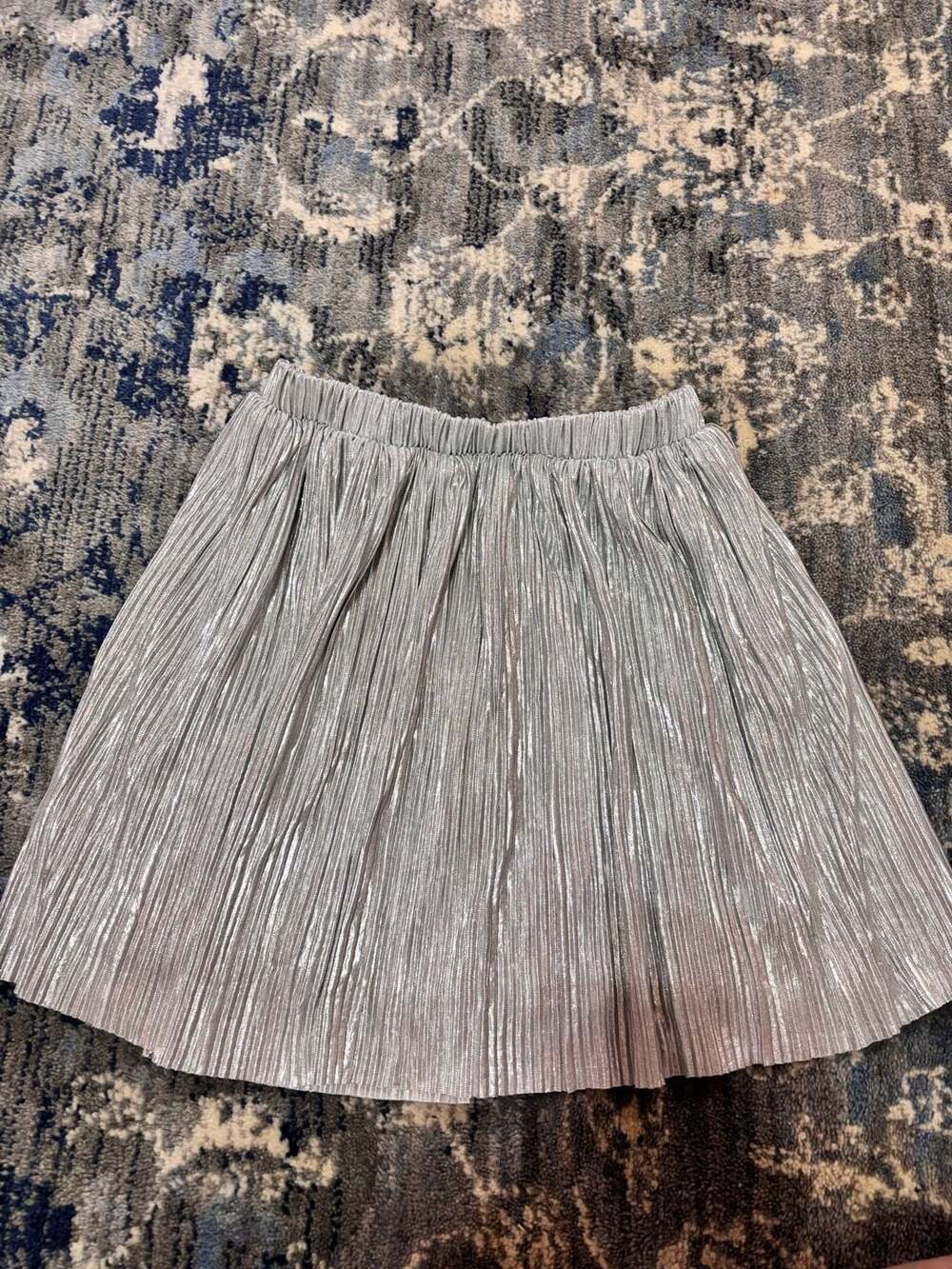 Jumping Beans Girls Silver Metallic Pleated Skirt Size M 7-8
